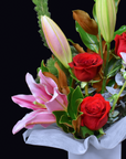 Red Rose Pink Lily Flowers Box (Medium)