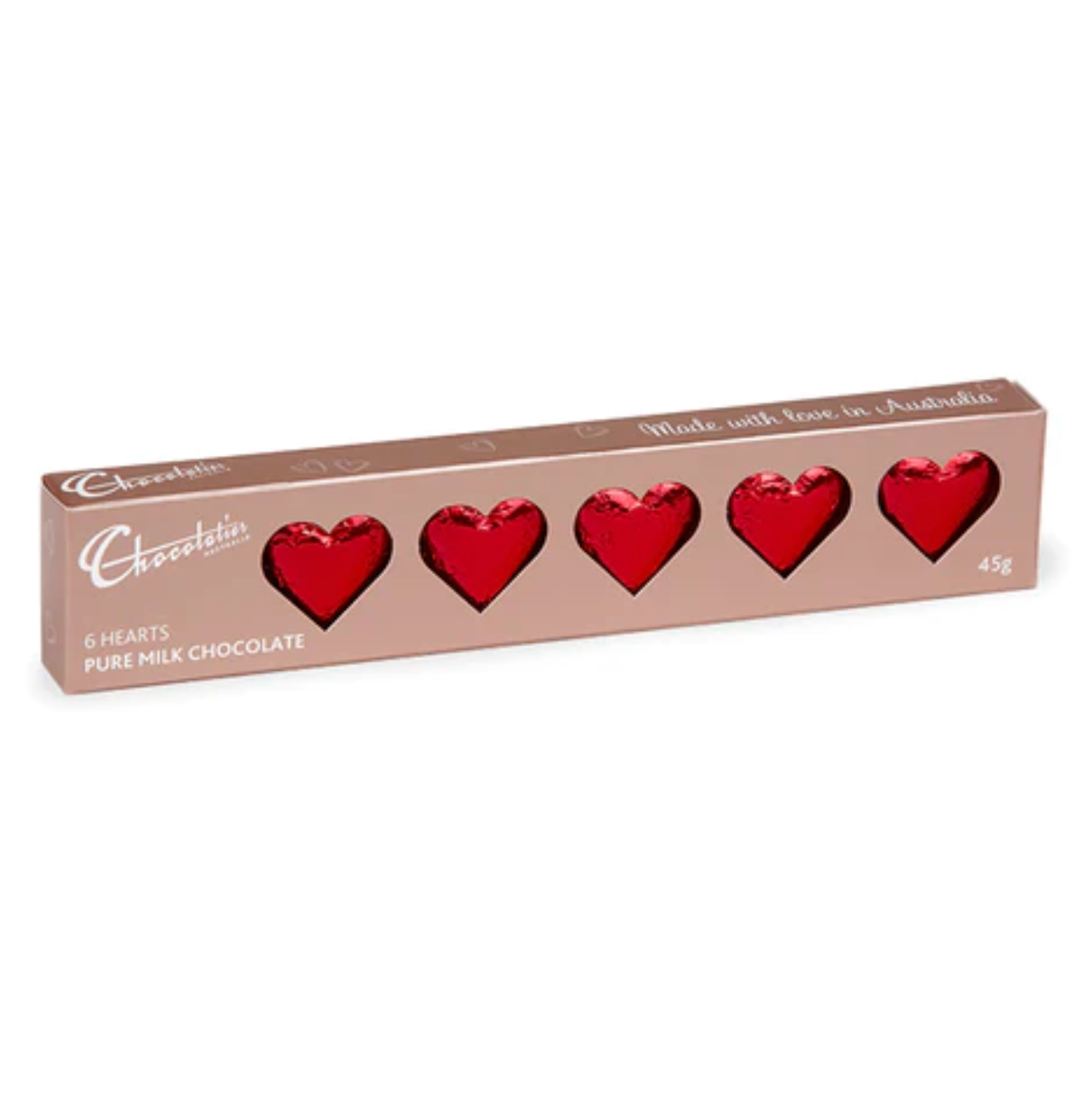 Red Milk Chocolate Hearts Gift Box 6 Pack