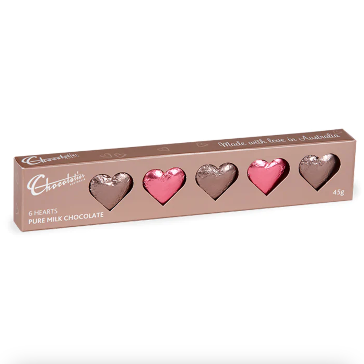 Pink &amp; Mocha Milk Chocolate Hearts Gift Box 6 Pack