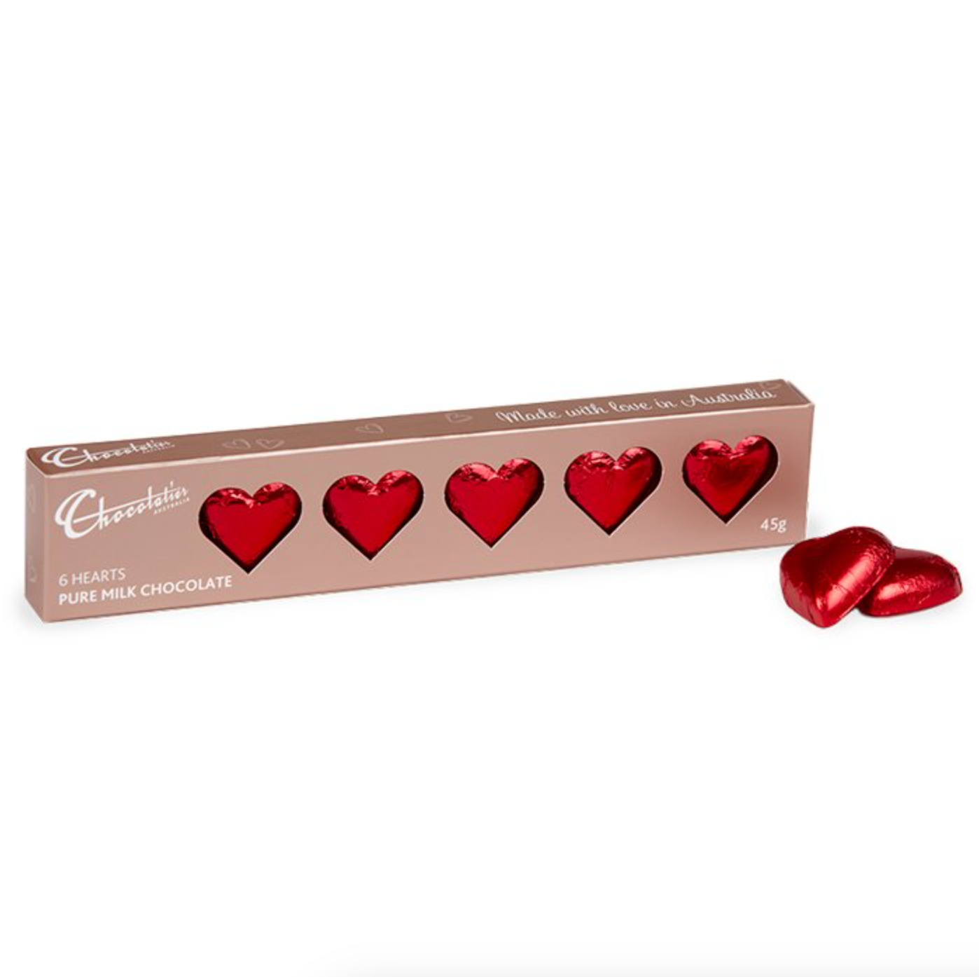 Red Milk Chocolate Hearts Gift Box 6 Pack