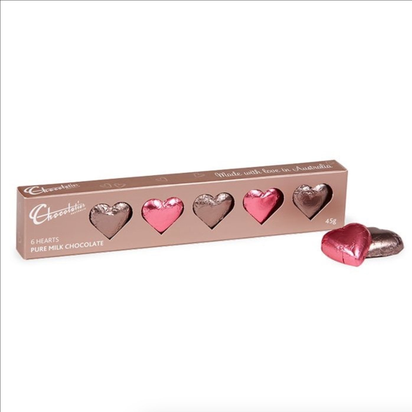 Pink & Mocha Milk Chocolate Hearts Gift Box 6 Pack