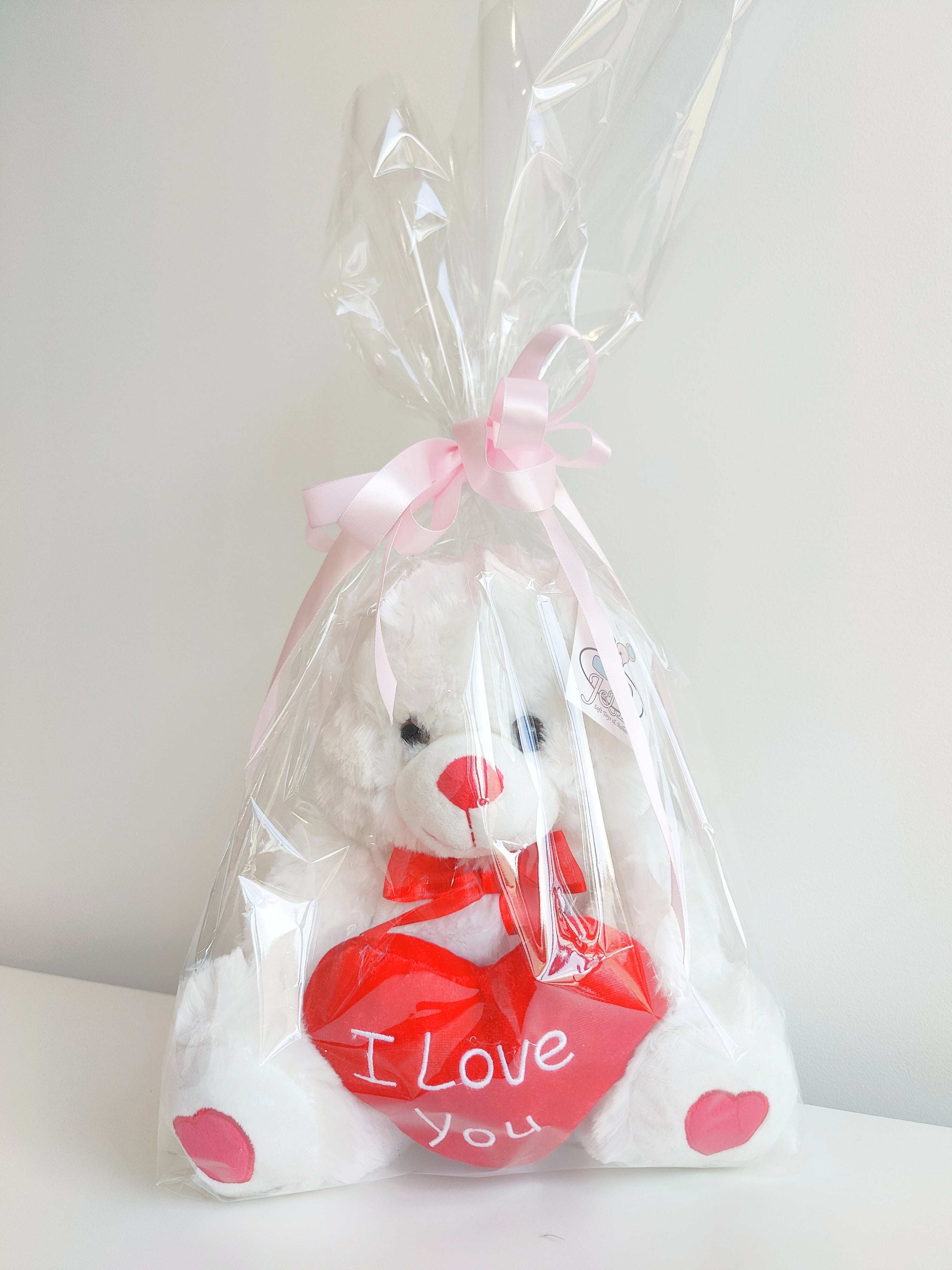 White and Red Loveheart Buddy Bear (30cm)