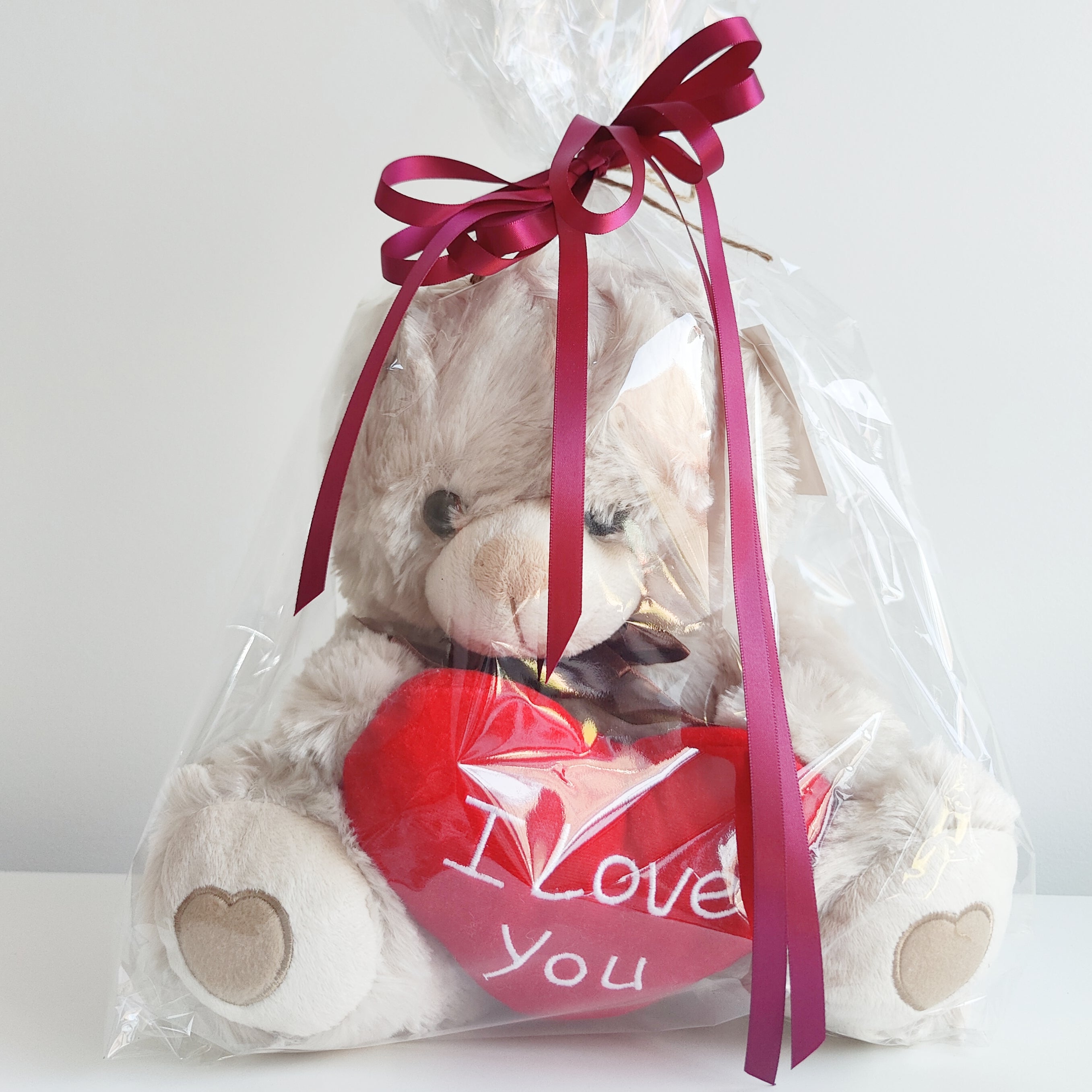 Light Beige and Red Loveheart Buddy Bear (30cm)