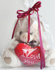 Light Beige and Red Loveheart Buddy Bear (30cm)